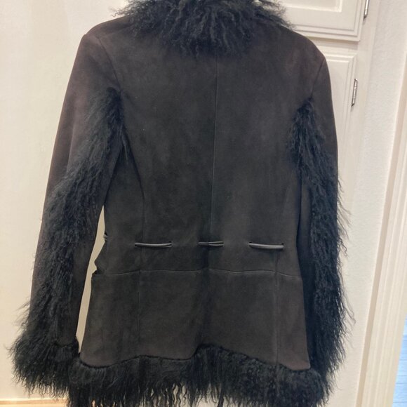 Gucci Tom Ford Era F/W 1999 Black Suede and Shearling Coat 90s Y2K Vintage - Picture 11 of 16
